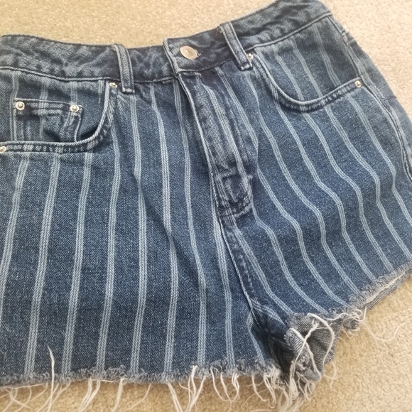 Topshop moto mom size 4 denim striped shorts - Picture 5 of 7